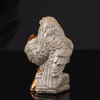 Фигура "Ворон с книгами" 8 см, серый с бронзой