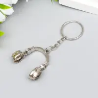 Брелок металл "Наушники" серебро 3,5х3,1 см