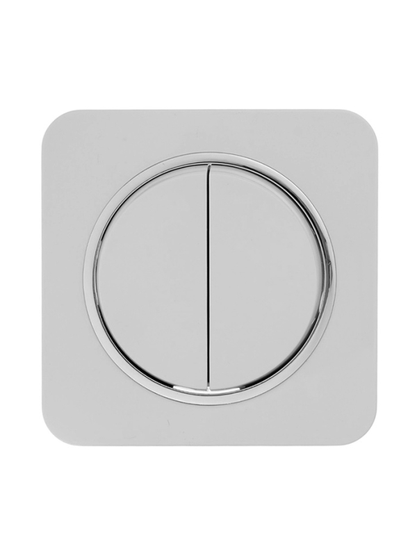 Выключатель, серия "Circular", 10 А, 2 кл., скрытый, белый, серебристая рамка