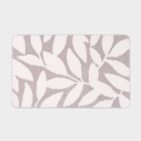 Коврик Доляна Leaves, 50&times;80 см, ворс 1.5 см, микрофибра, серый