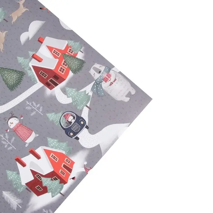 Упаковочная бумага на новый год крафтовая &laquo;Зимние забавы&raquo;, 70 х 100 см
