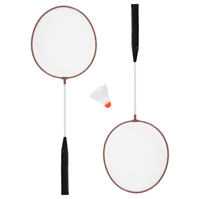 Набор для бадминтона ONLYTOP: 2 ракетки, волан, в сетке, цвета МИКС