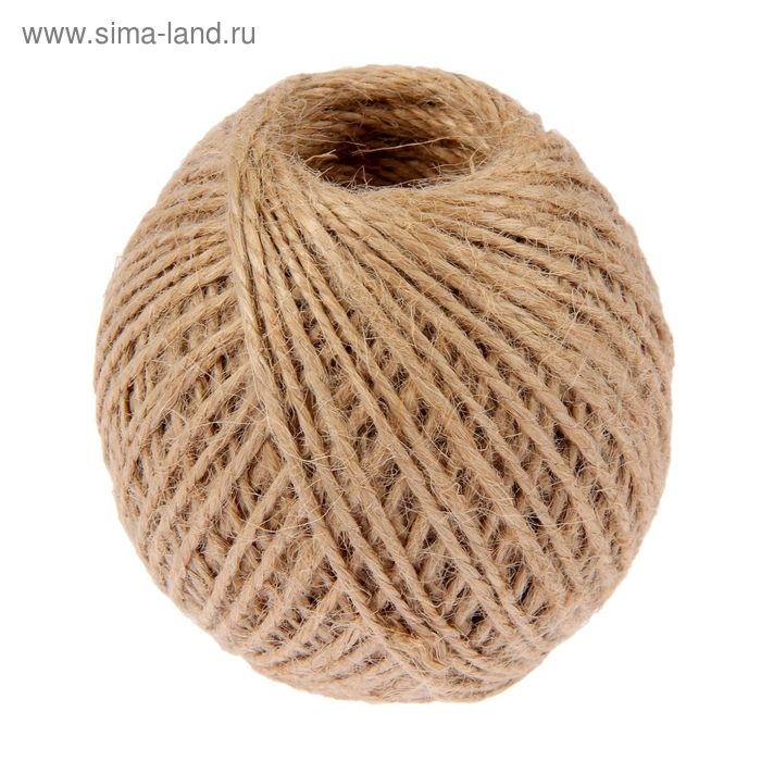 Шпагат джутовый, скрученный d=1,5 мм, 100 м &laquo;Шнурком&raquo;, цвет натуральный