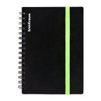 Тетрадь А6 на спирали, 80 листов в клетку, ErichKrause Accent, пластиковая обложка, на резинке, блок офсет 100% белизна, МИКС