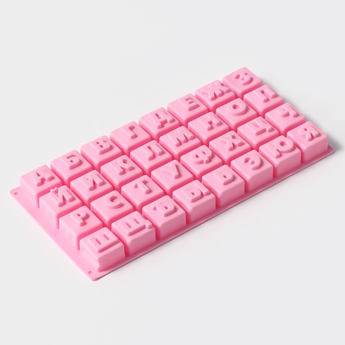 Форма для шоколада Доляна &laquo;Алфавит&raquo;, силикон, 35&times;18 см, 32 ячейки (3,7&times;3,7&times;3 см), цвет МИКС