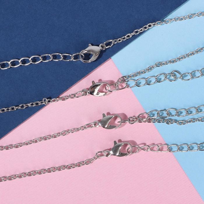 Кулоны &laquo;Неразлучники&raquo; пазлы квадрат, цвет серебро, 45 см