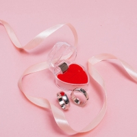 Набор колец 2 штуки &laquo;Неразлучники&raquo; сердца, цвет чёрно-красный в серебре, размер 17