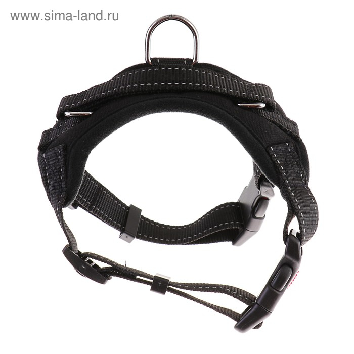 Шлейка К7 мягкая светоотражающая, размер S, ОГ 44-55 см, вес 5-9 кг, чёрная