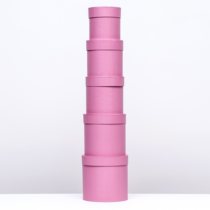 Набор шляпных коробок 5в1, розовый, 20 х 20 - 13 х 13 см