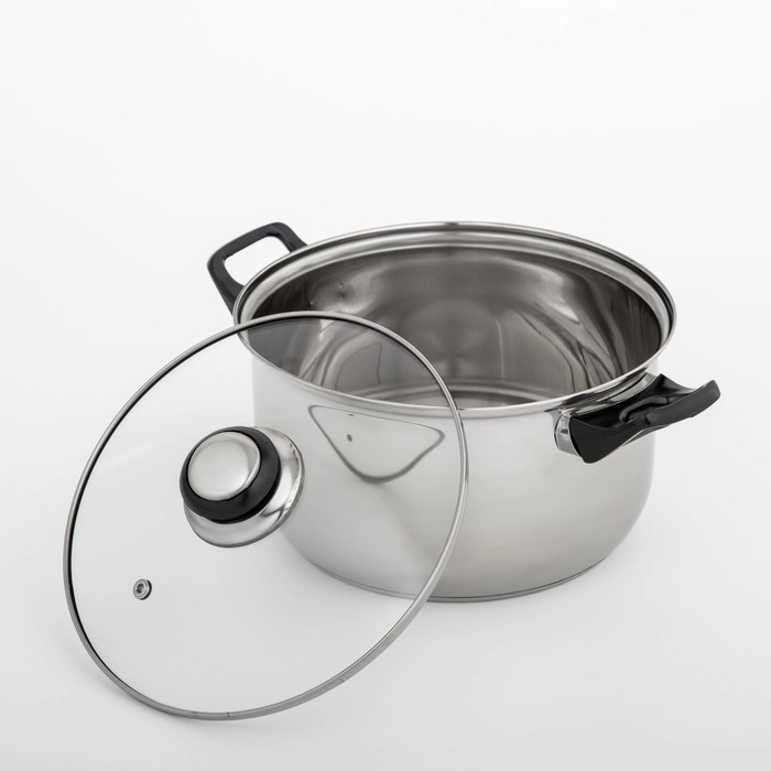 Кастрюля из нержавеющей стали Доляна &laquo;Чёрная ночь&raquo;, 3 л, с крышкой