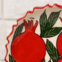 Тарелка Риштанская Керамика "Гранаты", 15 см, рифлёная