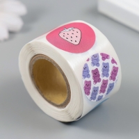 Наклейка бумага "Мимишности" d=2,5 см 252 шт в рулоне