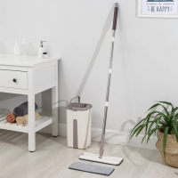 Швабра с отжимом и ведро Доляна: ведро с 2 отсеками 21&times;18&times;37, швабра 32&times;12&times;128 см, отсек= 4 л, дополнительная насадка из микрофибры