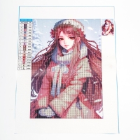 Новогодняя алмазная мозаика с частичным заполнением на холсте &laquo;Новый год. Снежная красавица&raquo;, 20 х 30 см