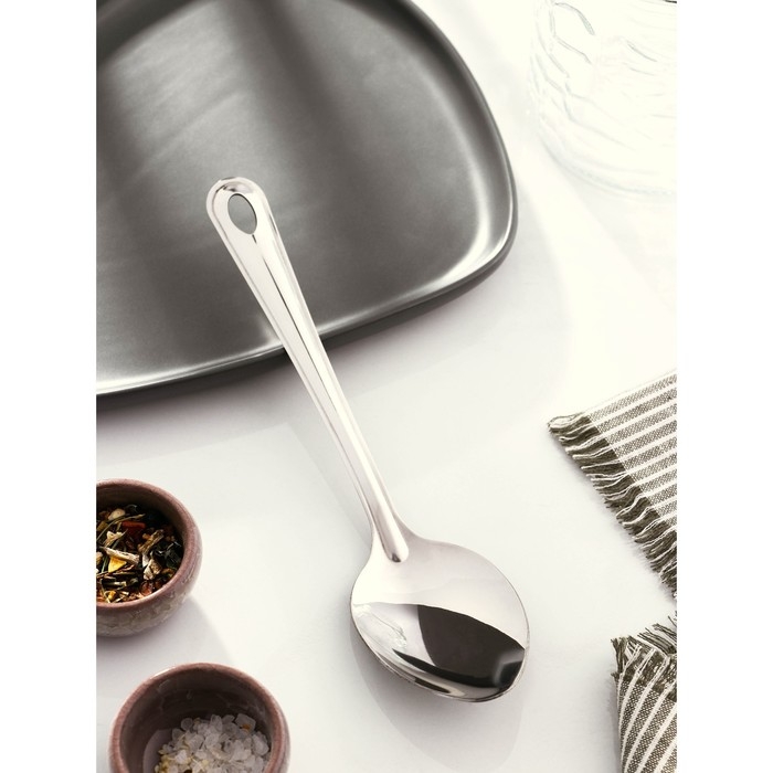 Ложка гарнирная из нержавеющей стали Доляна &laquo;Виктория&raquo;, 30 мл, h=25 см, цвет серебряный