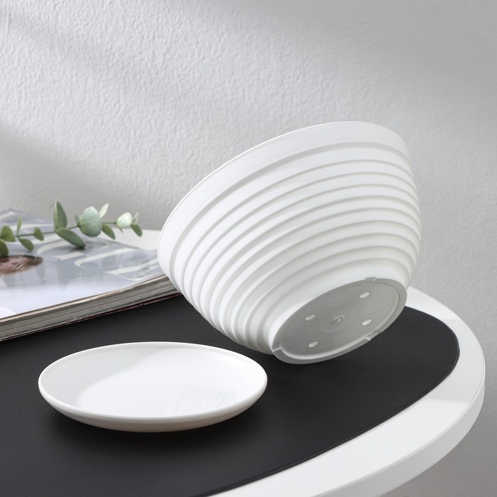 Горшок для цветов с поддоном &laquo;Алиса&raquo;, 1 л, d=17 см, h=10 см, цвет белый