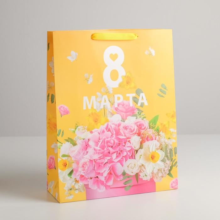 Пакет подарочный ламинированный вертикальный, упаковка, &laquo;Букет&raquo;, L 31 х 40 х 11,5 см