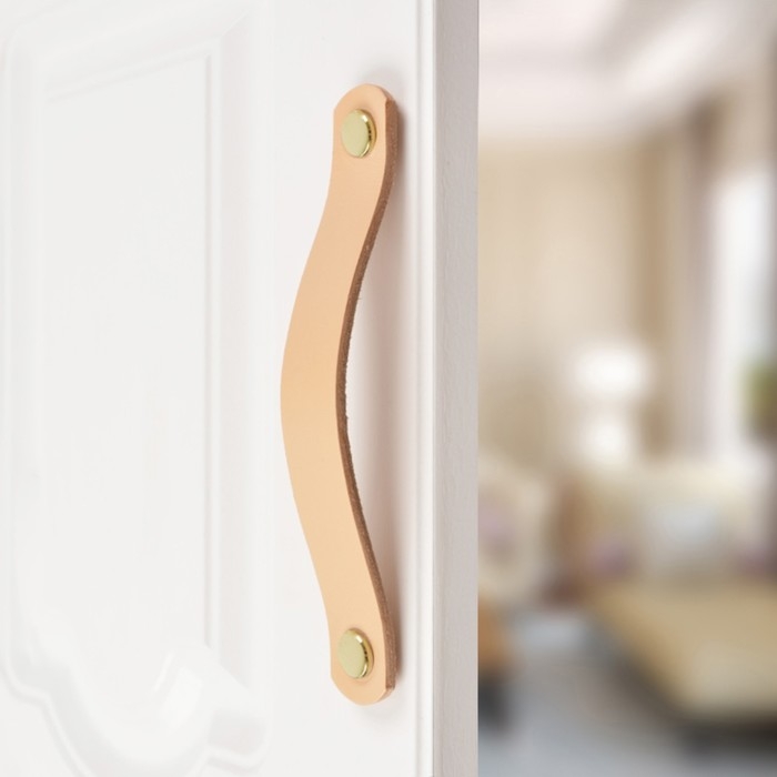 Ручка-скоба CAPPIO RSC010, кожа, м/о 128 мм, цвет бежевый