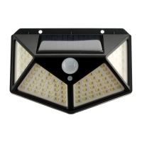 Садовый светильник на солнечной батарее с датчиком движения, накладной, 13 &times; 9.5 &times; 5.5 см, 100 LED, свечение белое