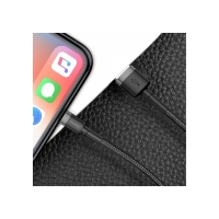 Кабель Baseus, Lightning - USB, 2.4 А, ПВХ оплётка, 1 м, чёрно-серый