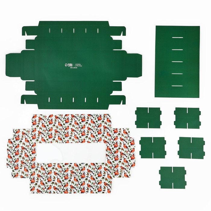 Коробка складная под 12 конфет &laquo;Снегири&raquo;, 3.8 х 10.5 х 26.5 см, Новый год
