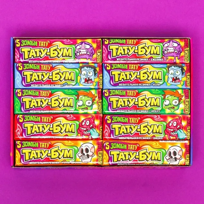 Жевательная резинка в пластинках &laquo;ТАТУ-БУМ&raquo;, ассорти, 12.5 г