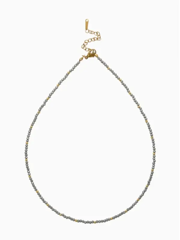 Чокер из бисера &laquo;Хрусталь&raquo;, серый в золоте, 37 см + 5 см доп, цепочка