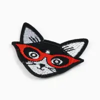 Термоаппликация &laquo;Кот в очках&raquo;, 6&times;6 см, чёрная