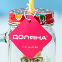 Банка стеклянная с крышкой и трубочкой Доляна &laquo;Лама&raquo;, 450 мл, 10&times;7,5&times;13 см