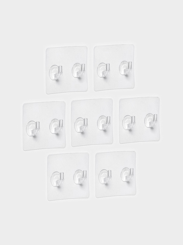 Крючки двойные самоклеящиеся настенные прозрачные, 5,6х5,6 см, 5 шт