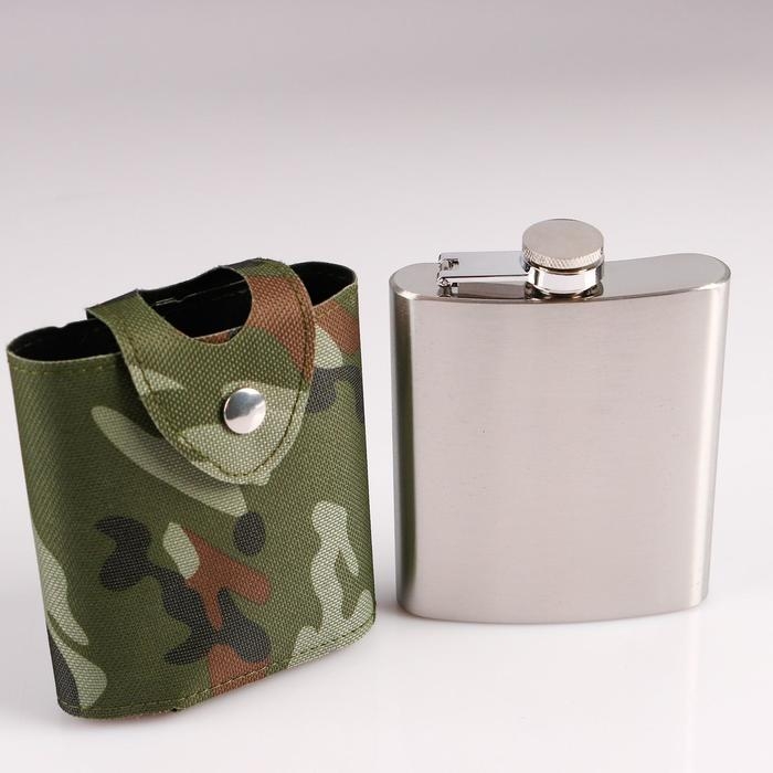 Фляжка для алкоголя 210 мл, &laquo;Майор&raquo;, нержавеющая сталь, чехол, подарочная, армейская, 7 oz