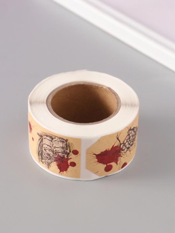 Наклейка бумага крафт "Бирки. Виноградник" 3х5 см 200 шт в рулоне