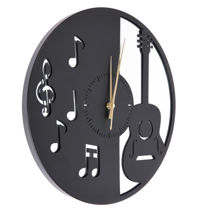 Часы настенные интерьерные &laquo;Гитара&raquo;, плавный ход, d-40 см, с зеркалом