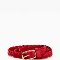 Ремень жен 03-01-01-01, Июнь2501, 1,8*0,3*110 см, без винта, пряж золото, 1 прокол, красный   109031