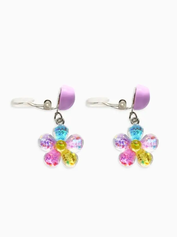 Серьги-клипсы детские Выбражулька &laquo;Цветок&raquo;, сияющие, цветные