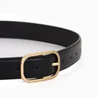 Ремень жен 05-01-01-01, Июнь2512, 3*0,3*110 см, без винта, пряж золото, 1 прокол, черный