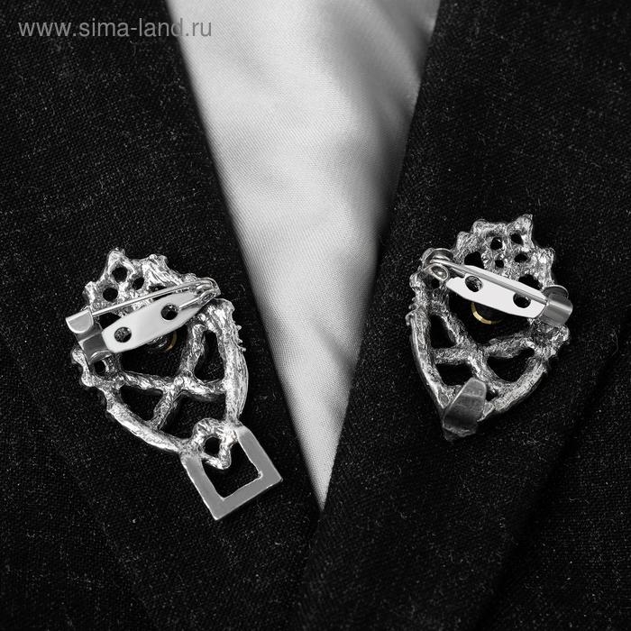 Зажим для кардигана &laquo;Эклипс&raquo;, цвет серый в чернёном серебре