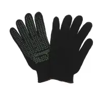 Перчатки рабочие, хб, вязка 7 класс, 2 нити, размер 10, с ПВХ точками, чёрные, Greengo
