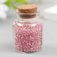 Бисер круглый 12/0 в бутылочке "Розовый" прозрачно-цветной 20 гр