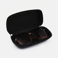 Футляр для очков на молнии, длина 16 см, цвет чёрный