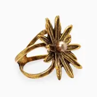 Кольцо для платка "Цветок Астра", цвет белый в чернёном золоте