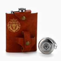 Фляжка со складной стопкой в чехле &laquo;Лев&raquo;, 240 мл, 75 мл