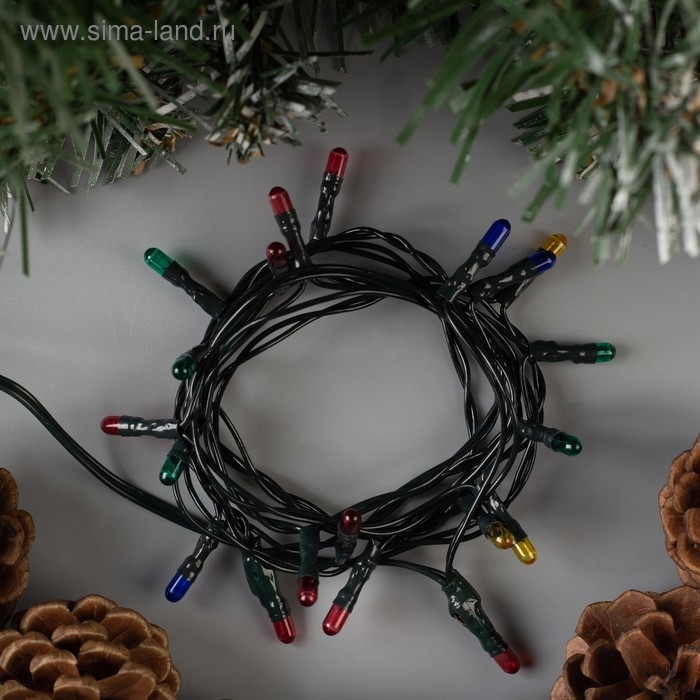 Гирлянда &laquo;Нить&raquo; 1.2 м, IP20, тёмная нить, 20 ламп, свечение мульти, 220 В