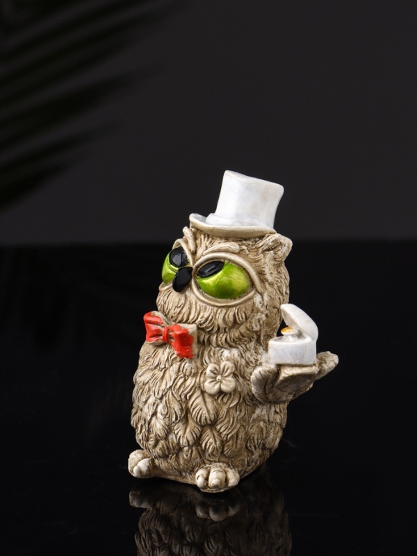 Набор фигур "4 совы на подносе" размер 20х10х10 см, бежевый