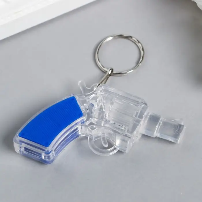 Фонарик брелок для ключей на кольце &laquo;Револьвер&raquo;, мигает, 6.5&times;4.5&times;1.5 см, МИКС