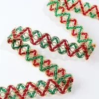 Тесьма Змейка красно-зелено-золотая 1.5 см намотка 25 метров