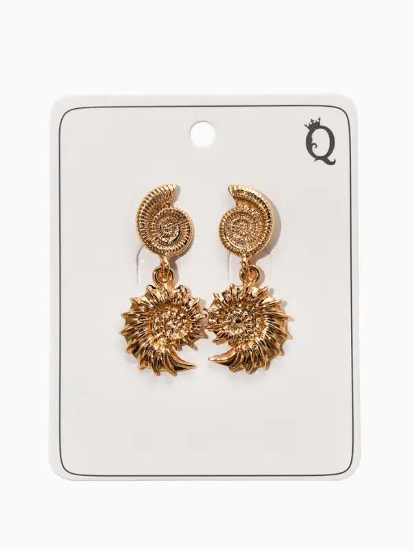 Серьги металл "Ракушки", цвет золото