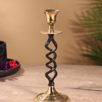 Подсвечник на 1 свечу "Спираль" латунь, черный с золотом 7х19 см