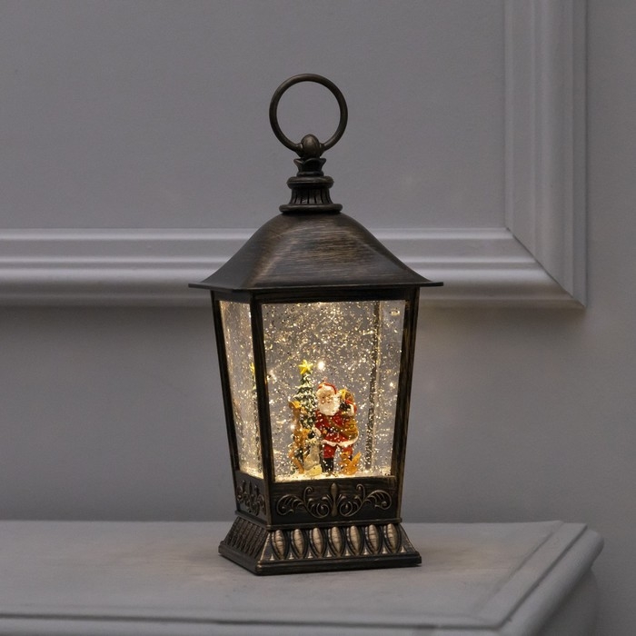 Светодиодная фигура &laquo;Фонарь с Дедом Морозом&raquo; 12 &times; 24 &times; 12 см, пластик, батарейки ААх3 (не в комплекте), USB, свечение тёплое белое