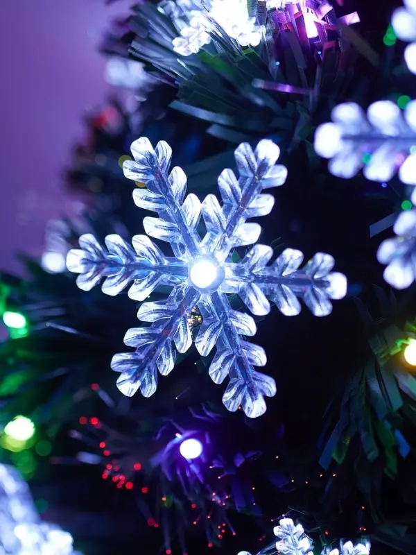 Ёлка фиброоптическая &laquo;Снежинки&raquo; 60 см, d нижнего яруса 35 см, 55 веток, мигание